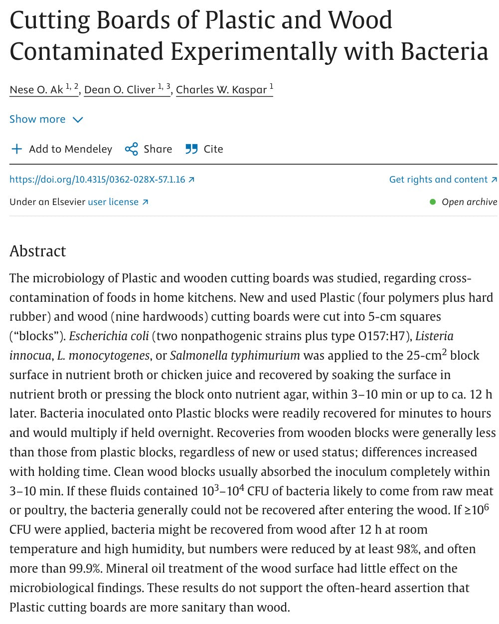 Published study page