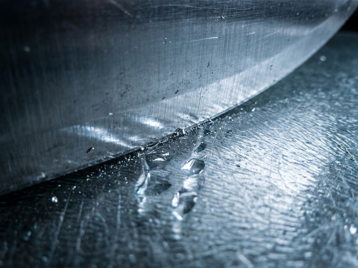 Close-up of a dulled knife edge